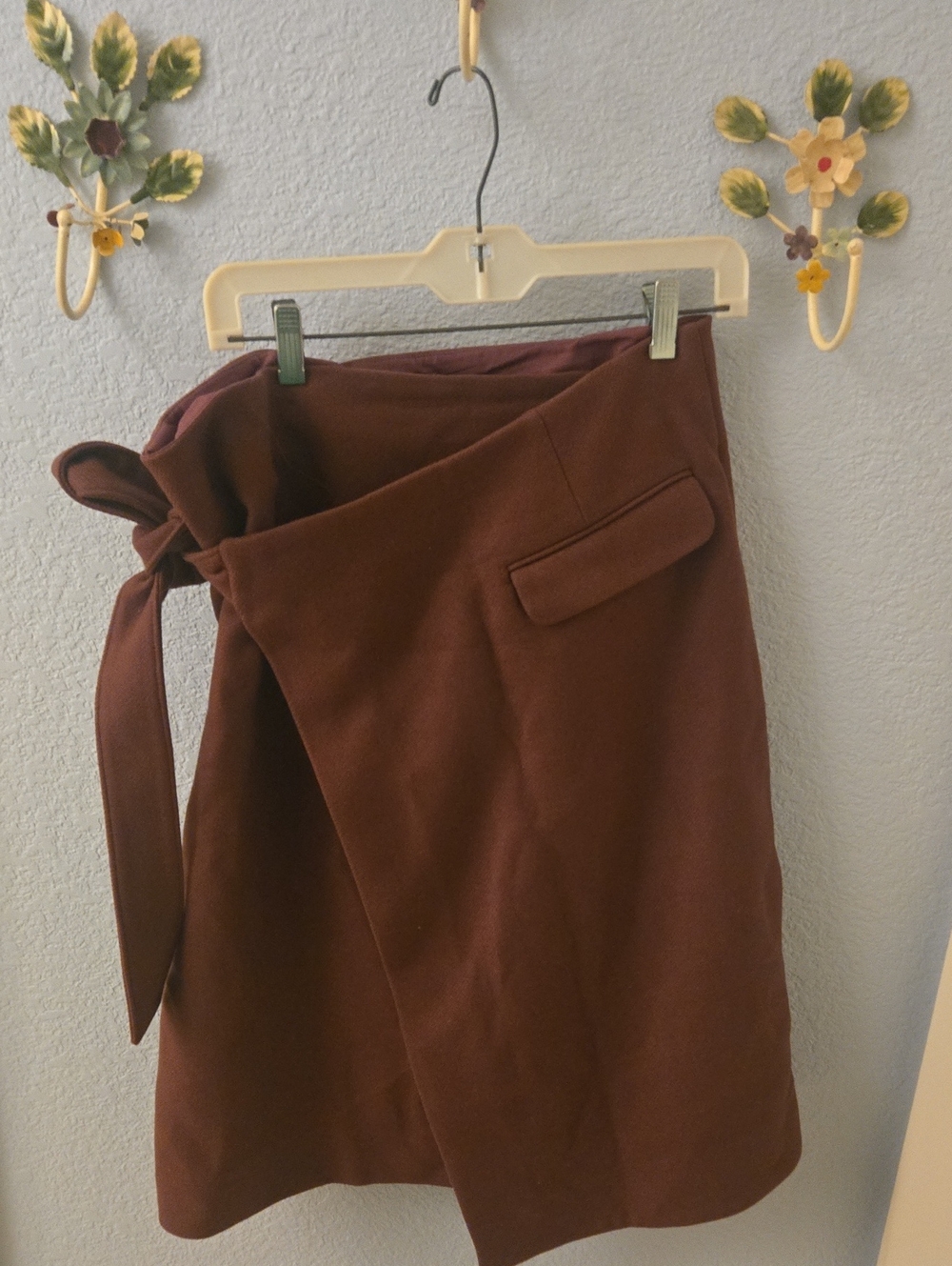 COS Chocolate Brown Wrap A-Line Skirt with Side Tie